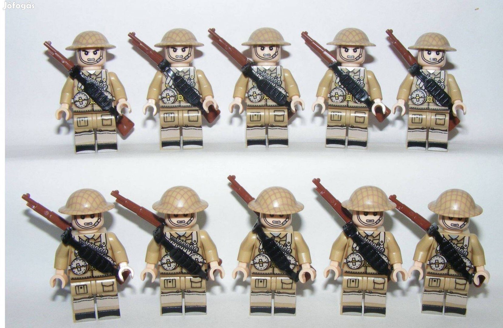 Lego 2. Világháborús UK Angol Brit katonák 10db figura katona fegyver