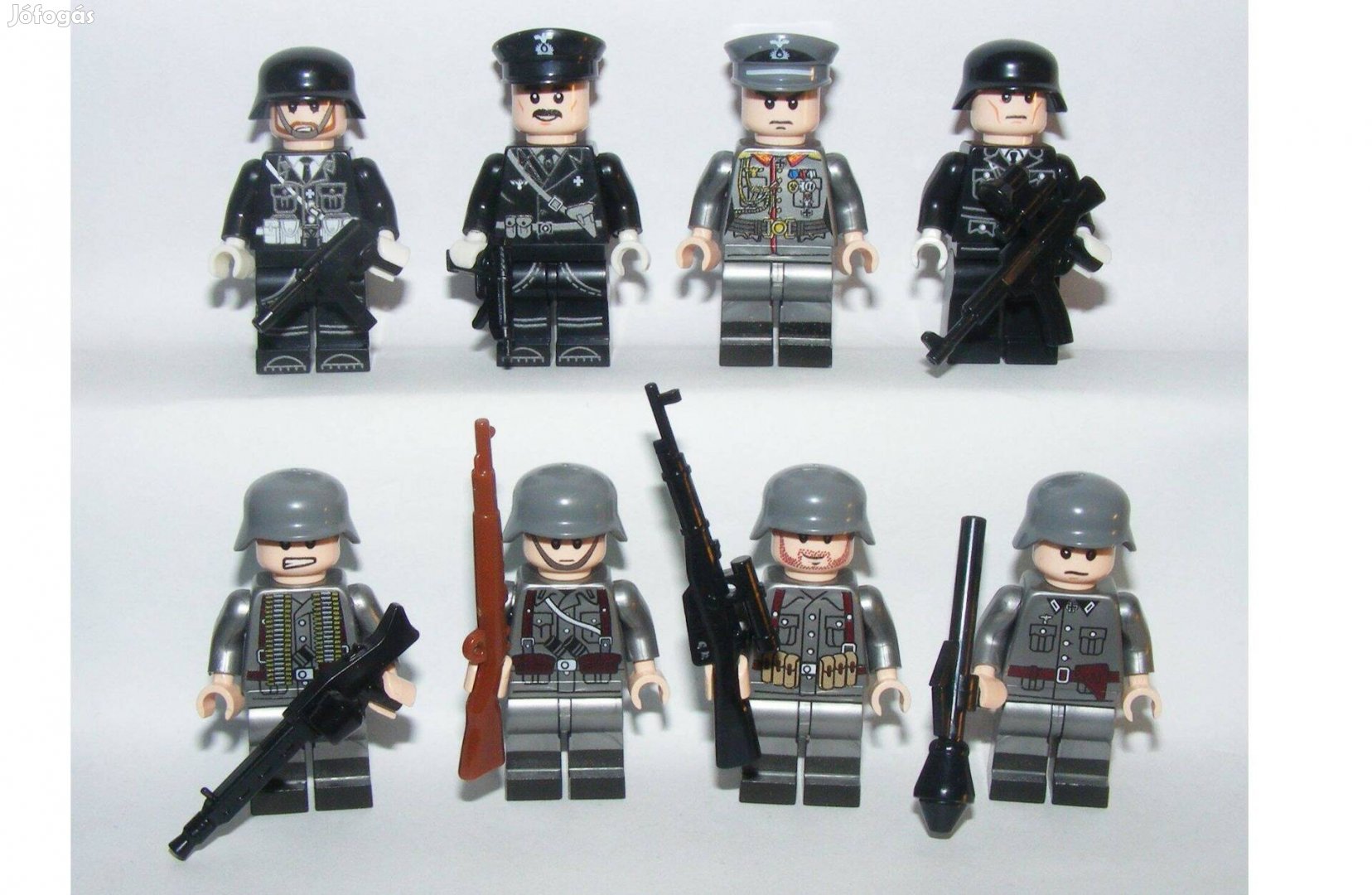 Lego 2. Világháborús katonák Német Waffen SS Tiszt Katona figura 8db