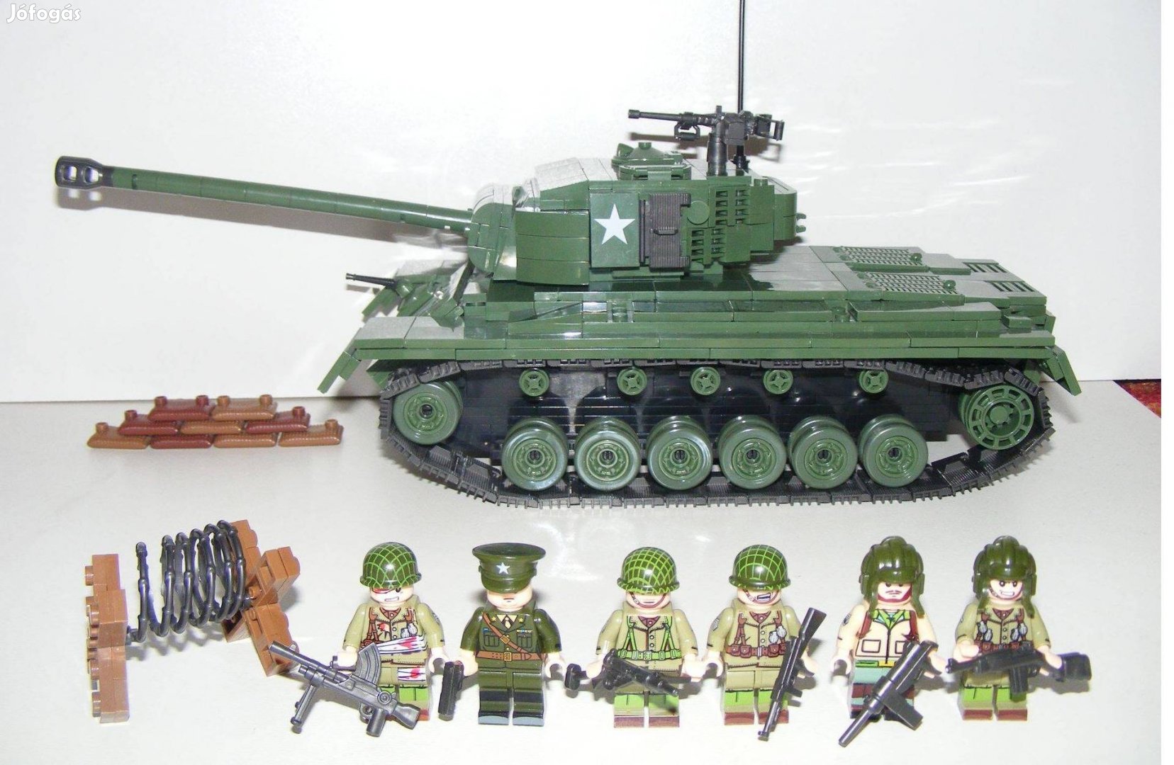 Lego 2. világháborús Amerikai US Pershing Tank 13x36x15cm 1010db Új
