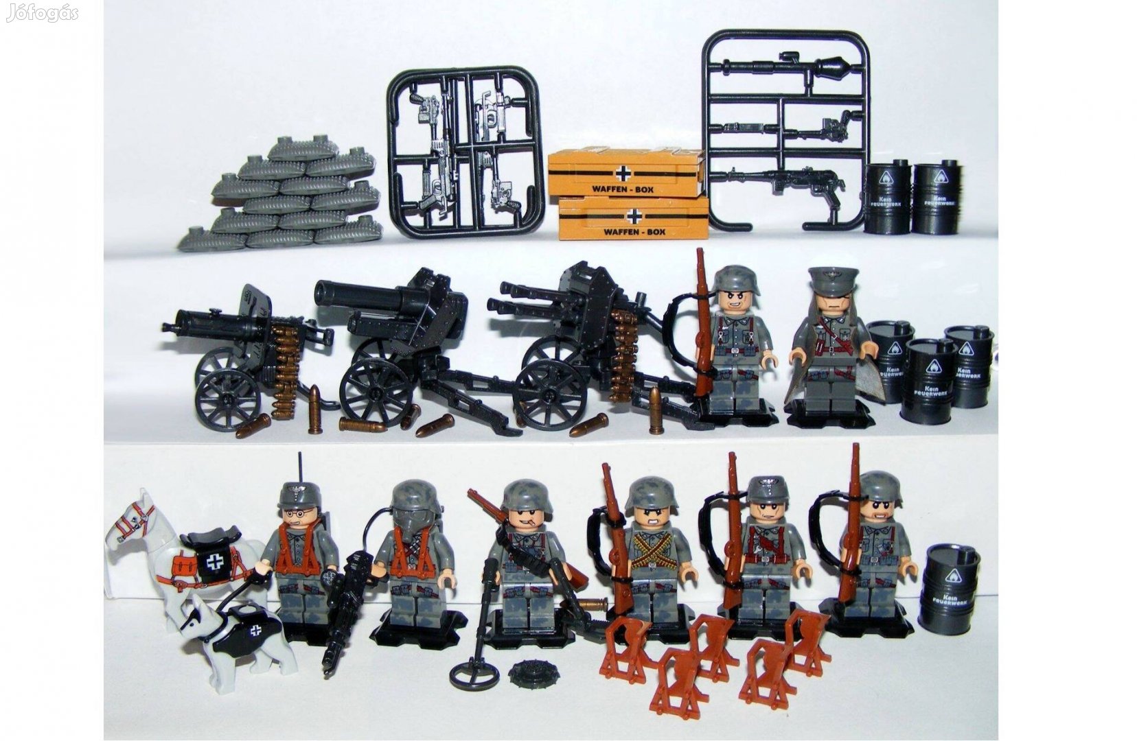 Lego 2. világháborús Német katonák +Nehéztüzérség 8db katona figura ++