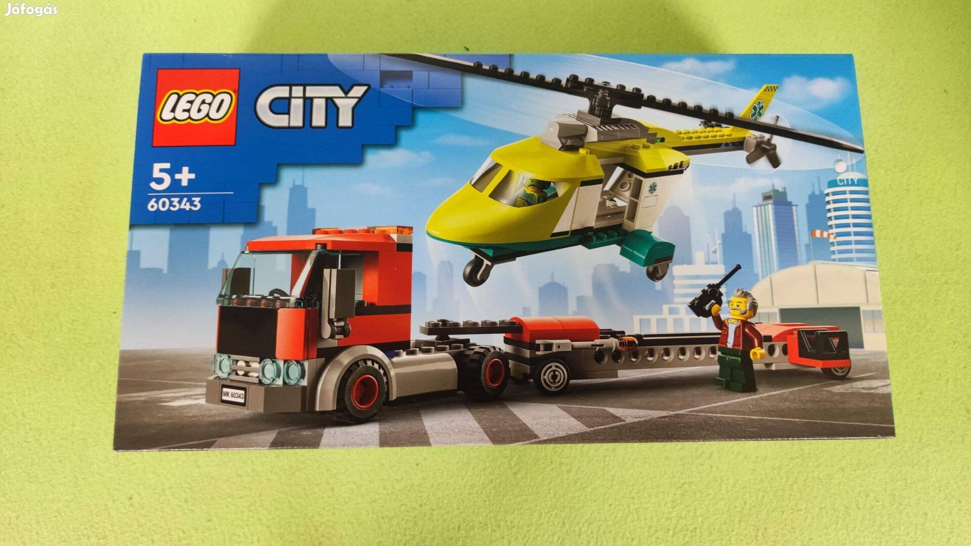 Lego 60343 City - Mentőhelikopteres szállítás kamion helikopter új bon