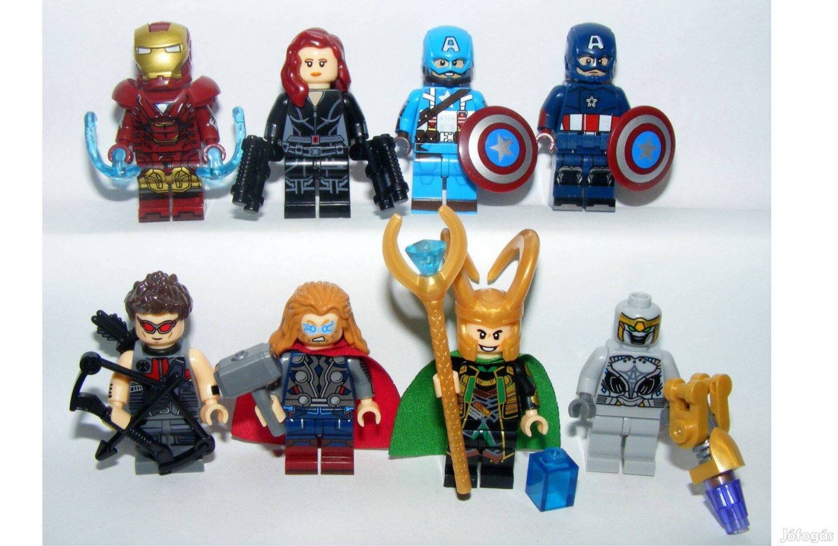 Lego Bosszúállók figurák Loki Thor Tesseract Amerika kapitány Chituri