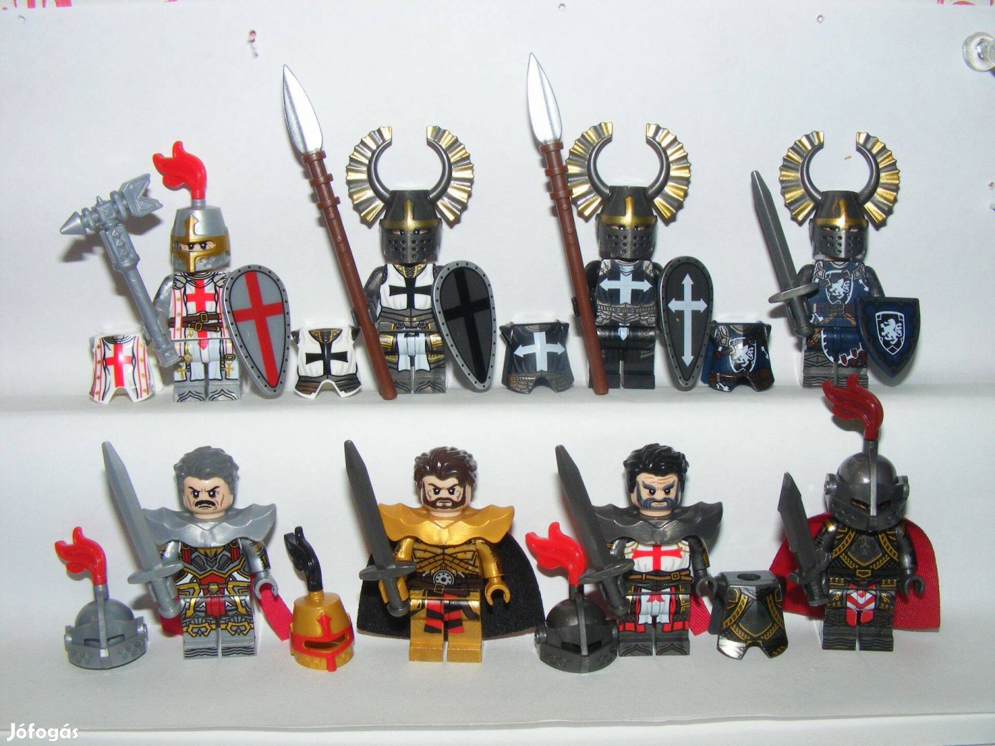 Lego Castle figurák Arany Keresztes Templomos Teuton lovag katona 8db