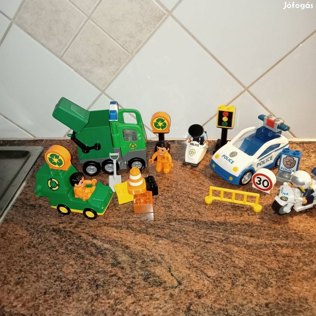 Lego Duplo Kukásautó, rendőrautó, rendőr motor csomag 