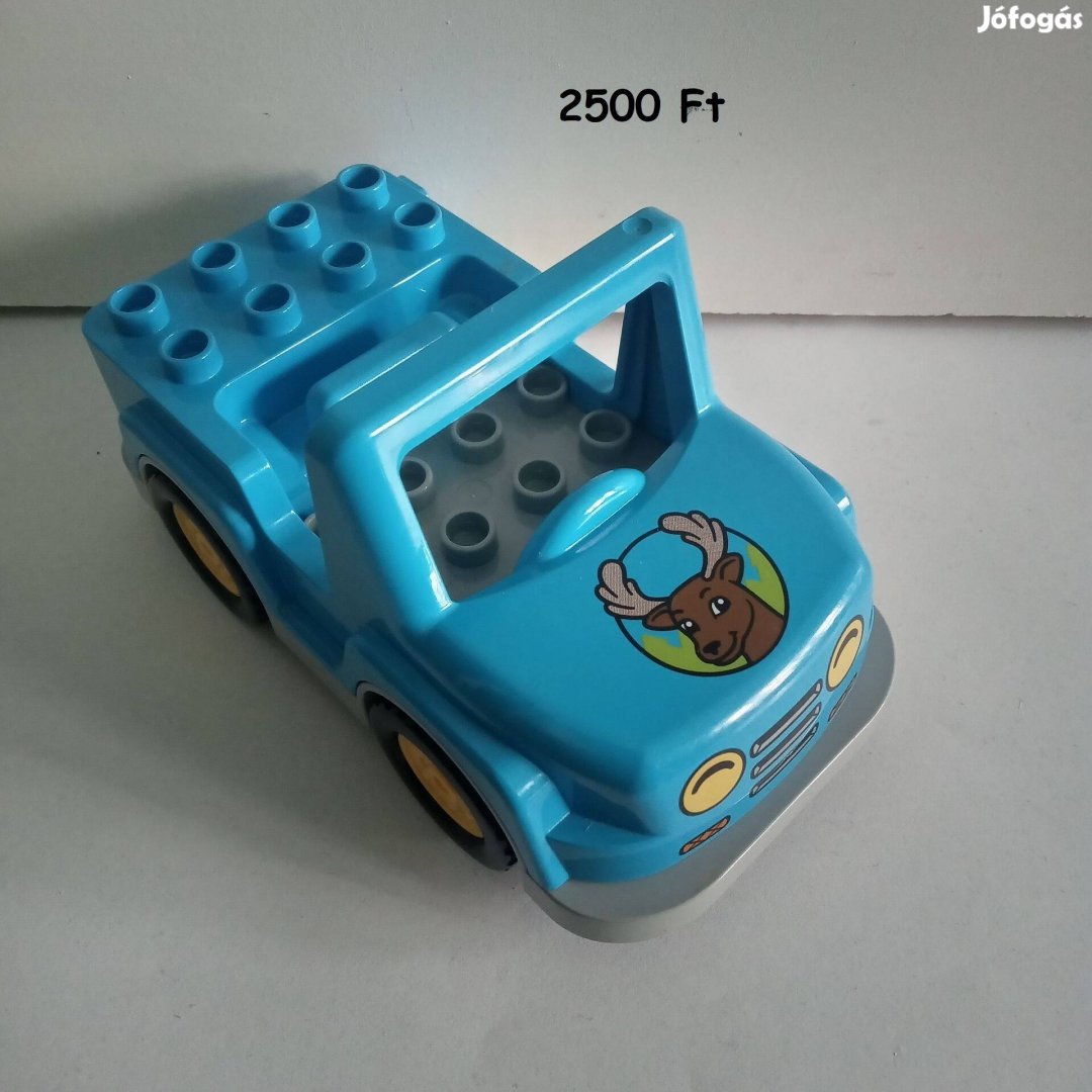 Lego Duplo kék autó, szarvasos