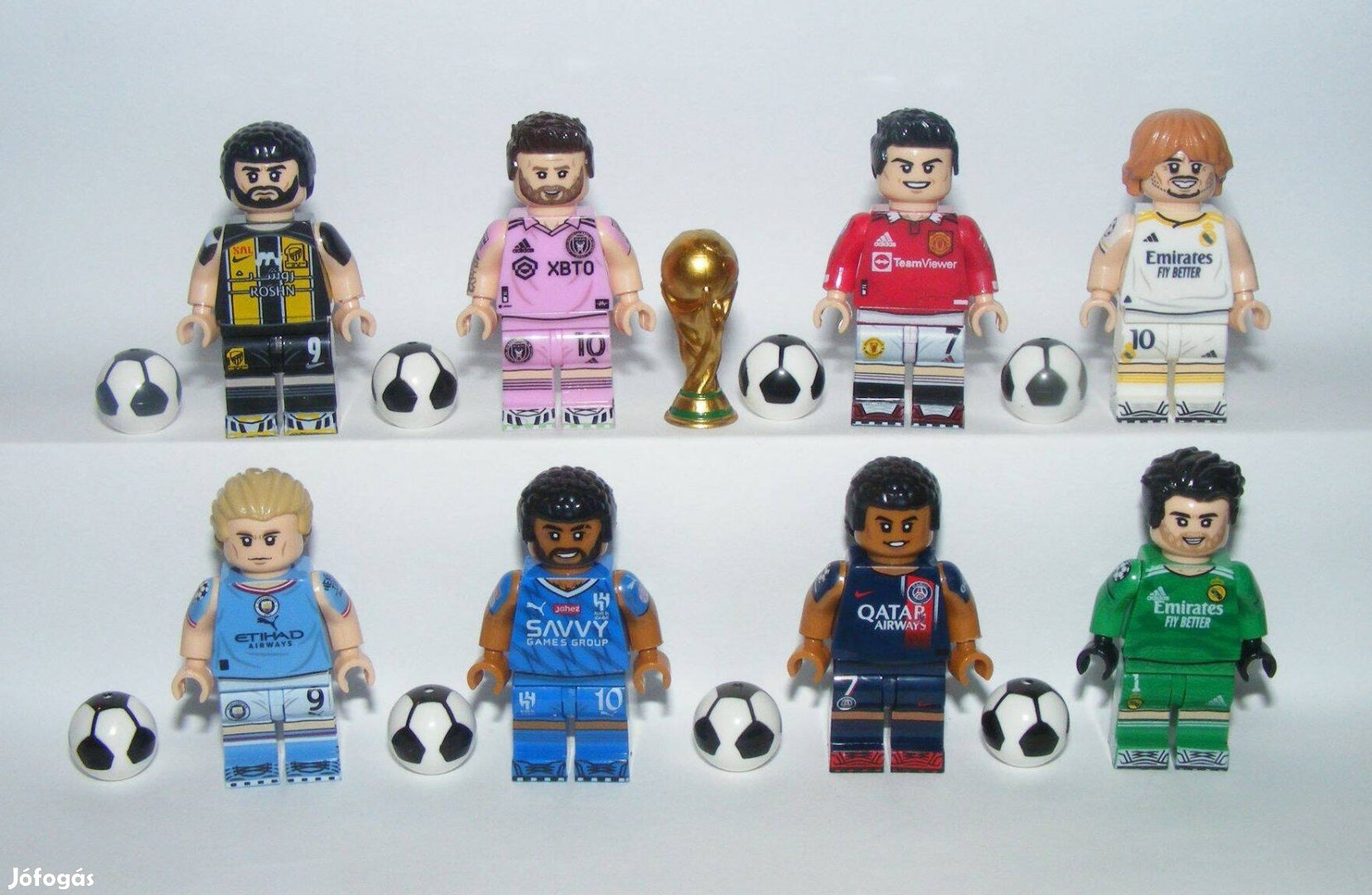 Lego Focista figurák Futball foci Messi Neymar Ronaldo Modric Benzema