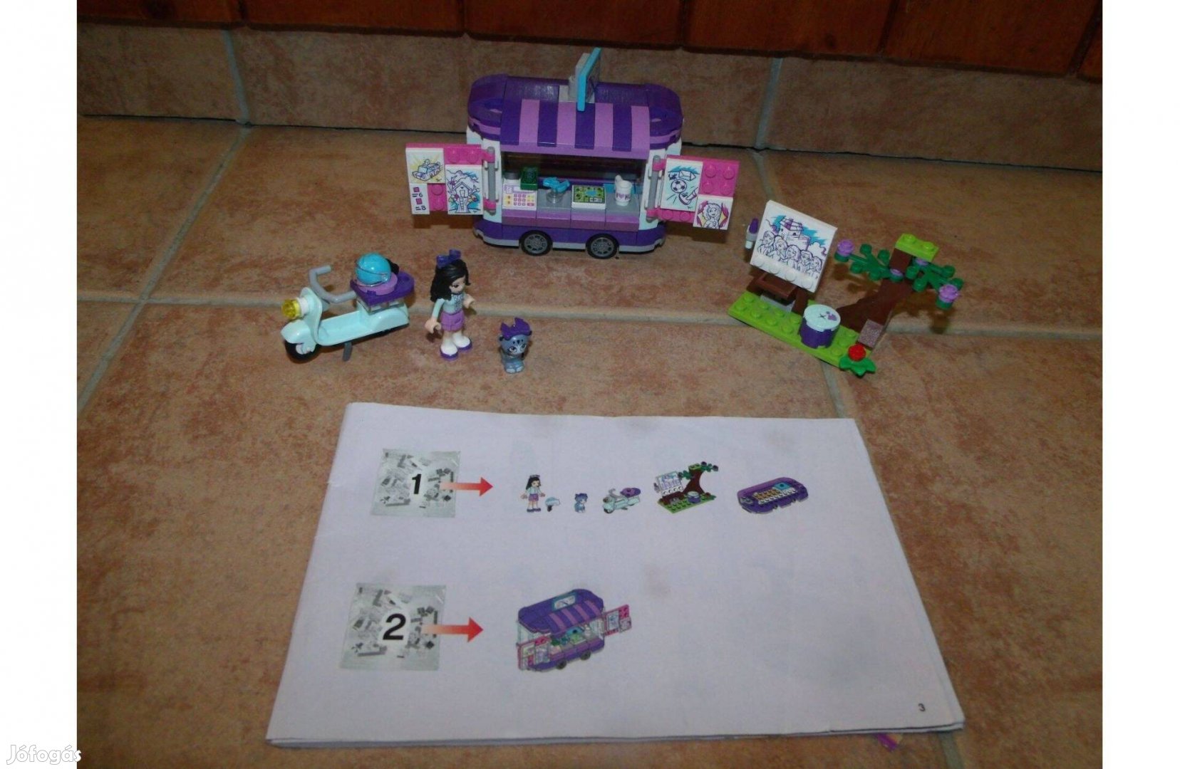 Lego Friends 41332 Emma mozgó művészeti galériája komplett