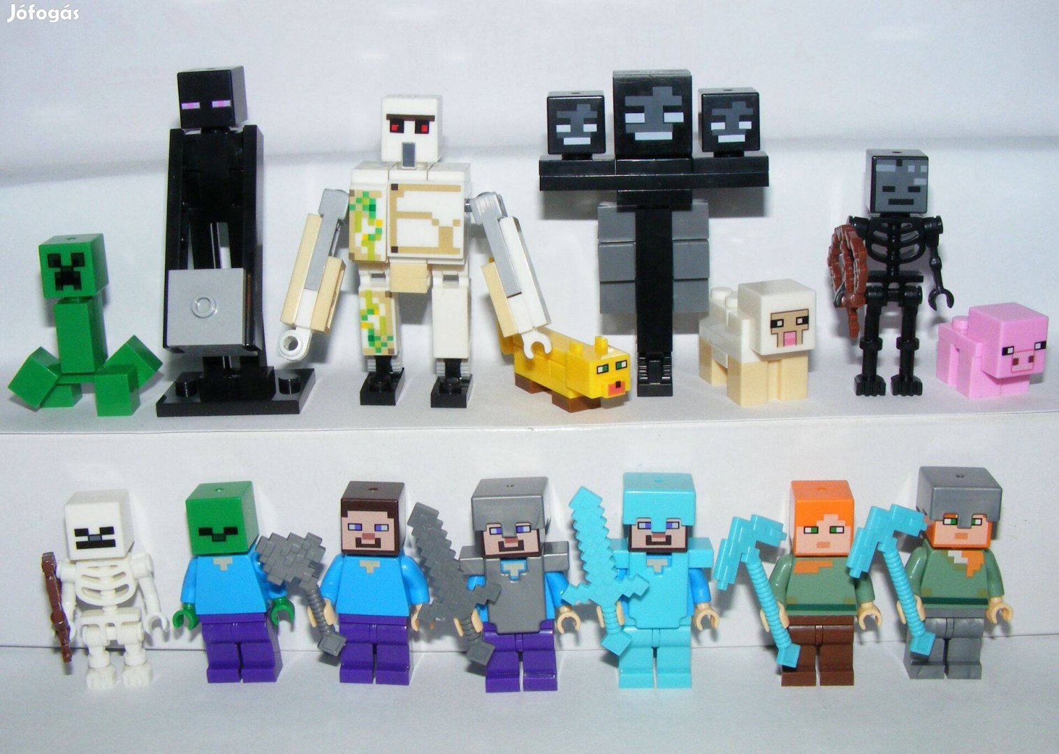 Lego Minecraft figurák Vasgólem Ocelot Sorvasztó Creeper figura 15db