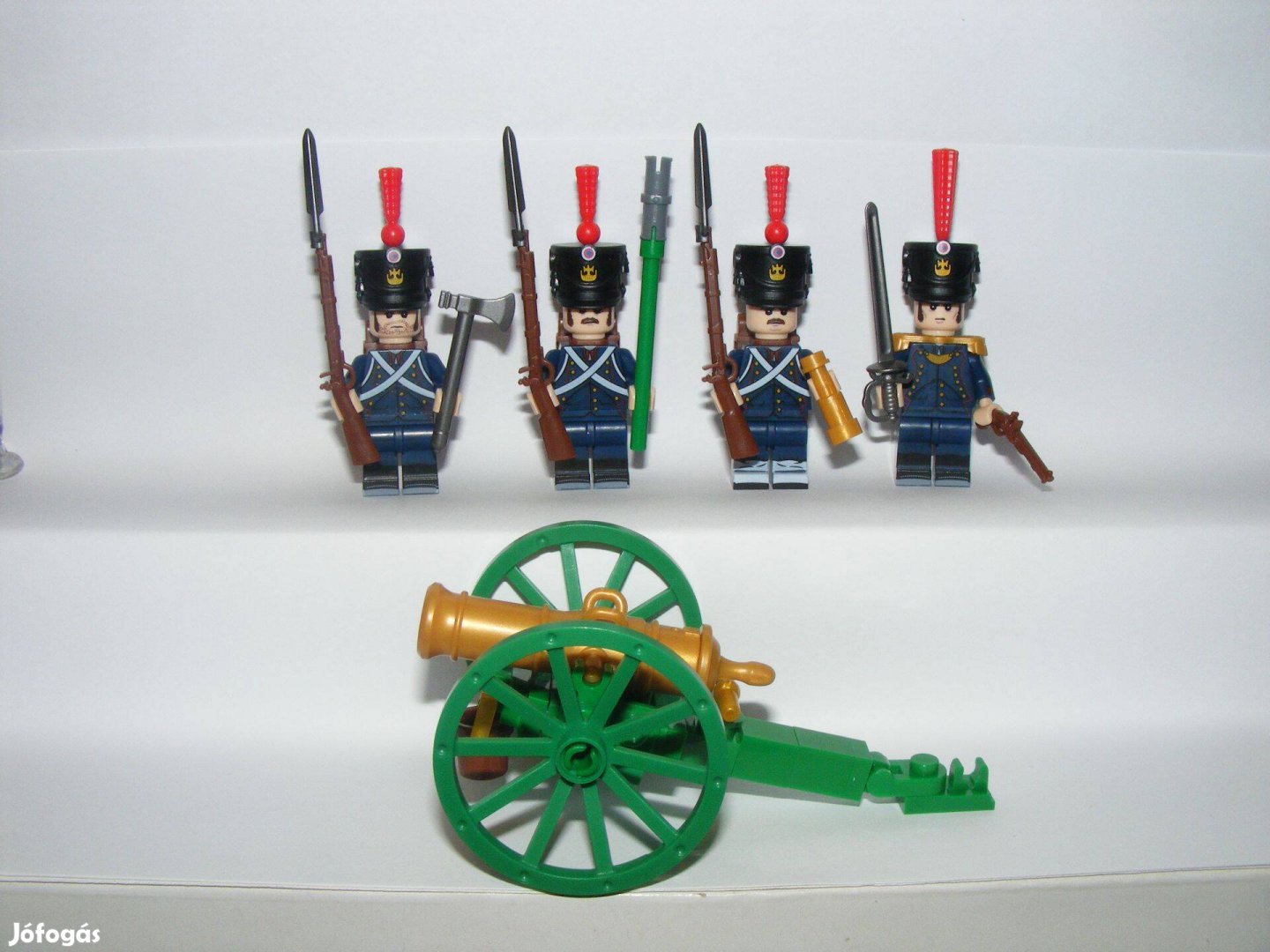 Lego Napóleon háborúk Francia katonák 4db tüzér katona + ágyú Új