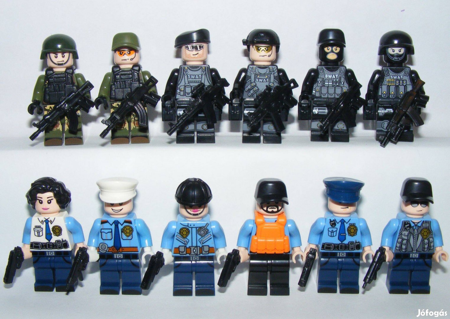 Lego Swat Rendőr + Kommandós + Katonai rendész figurák 12db figura