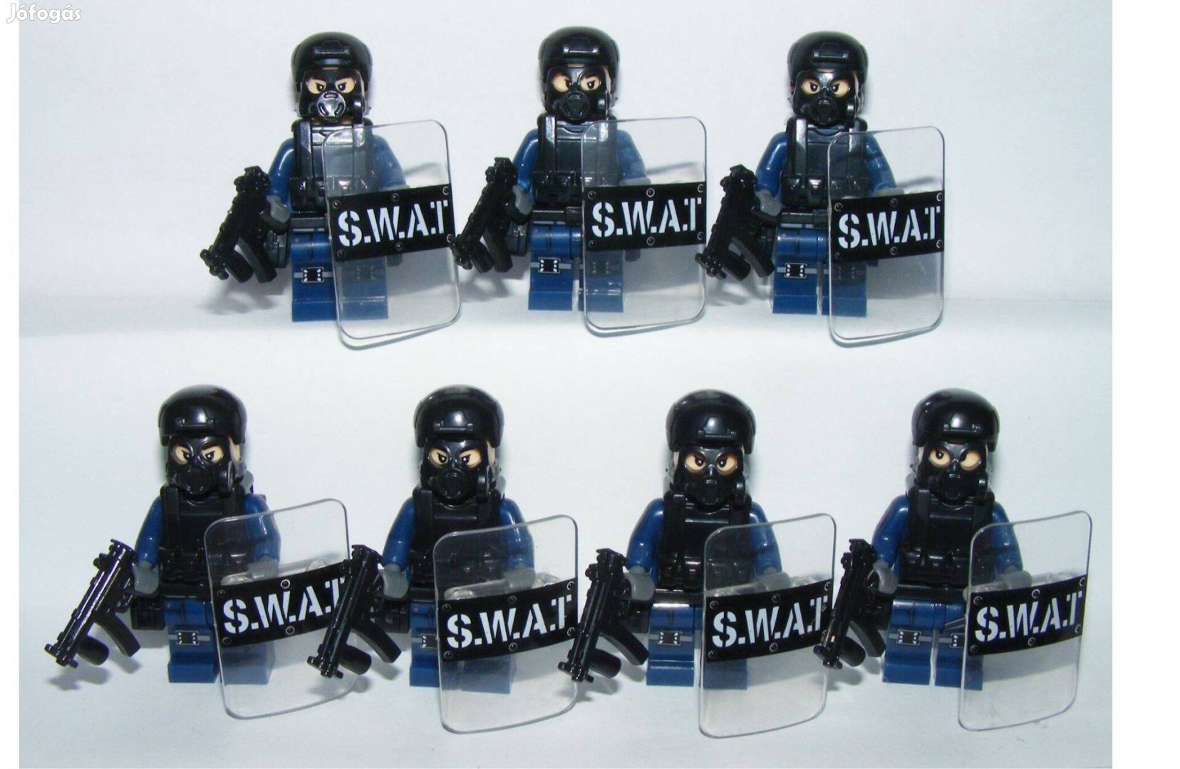 Lego Swat kommandós rendőr katonák Brickarms MP5 géppisztoly + pajzs Ú