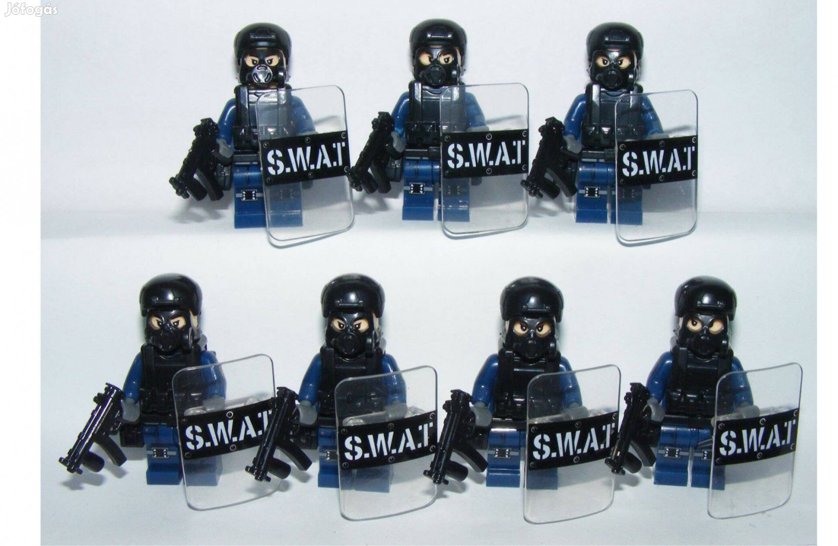 Lego Swat kommandós rendőr katonák Brickarms MP5 géppisztoly +pajzs Új