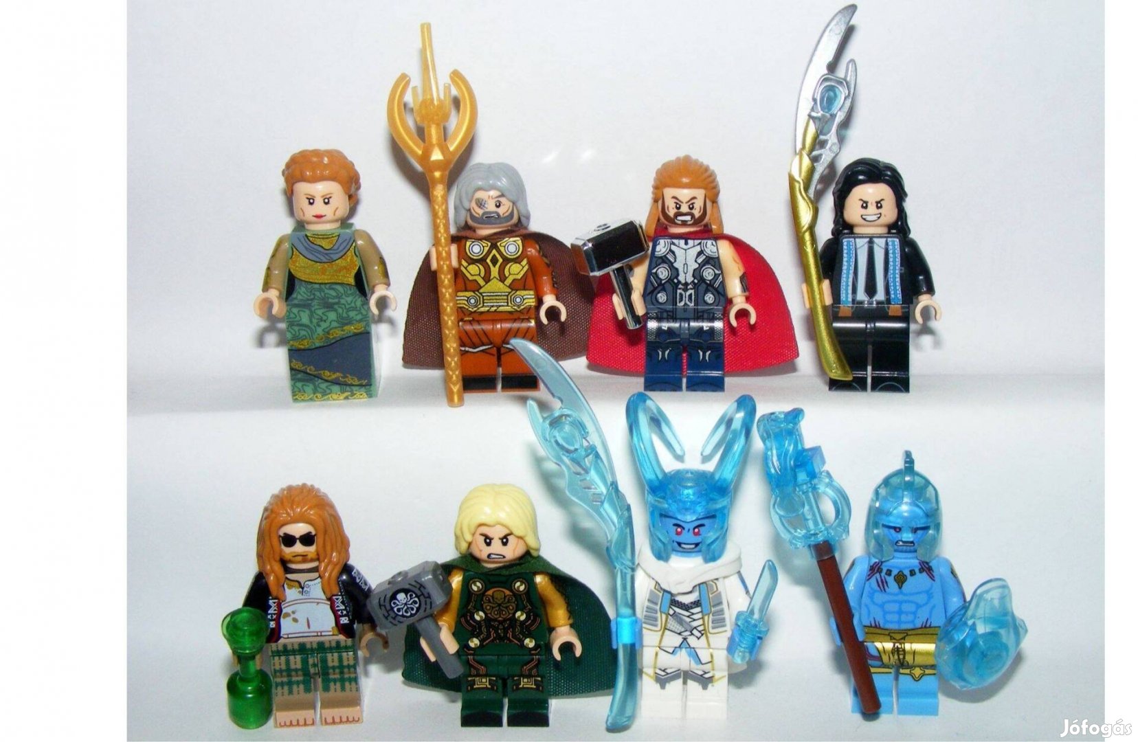 Lego Szuperhős figurák Thor Loki Frigga Odin Jégóriás + Tesseract Új