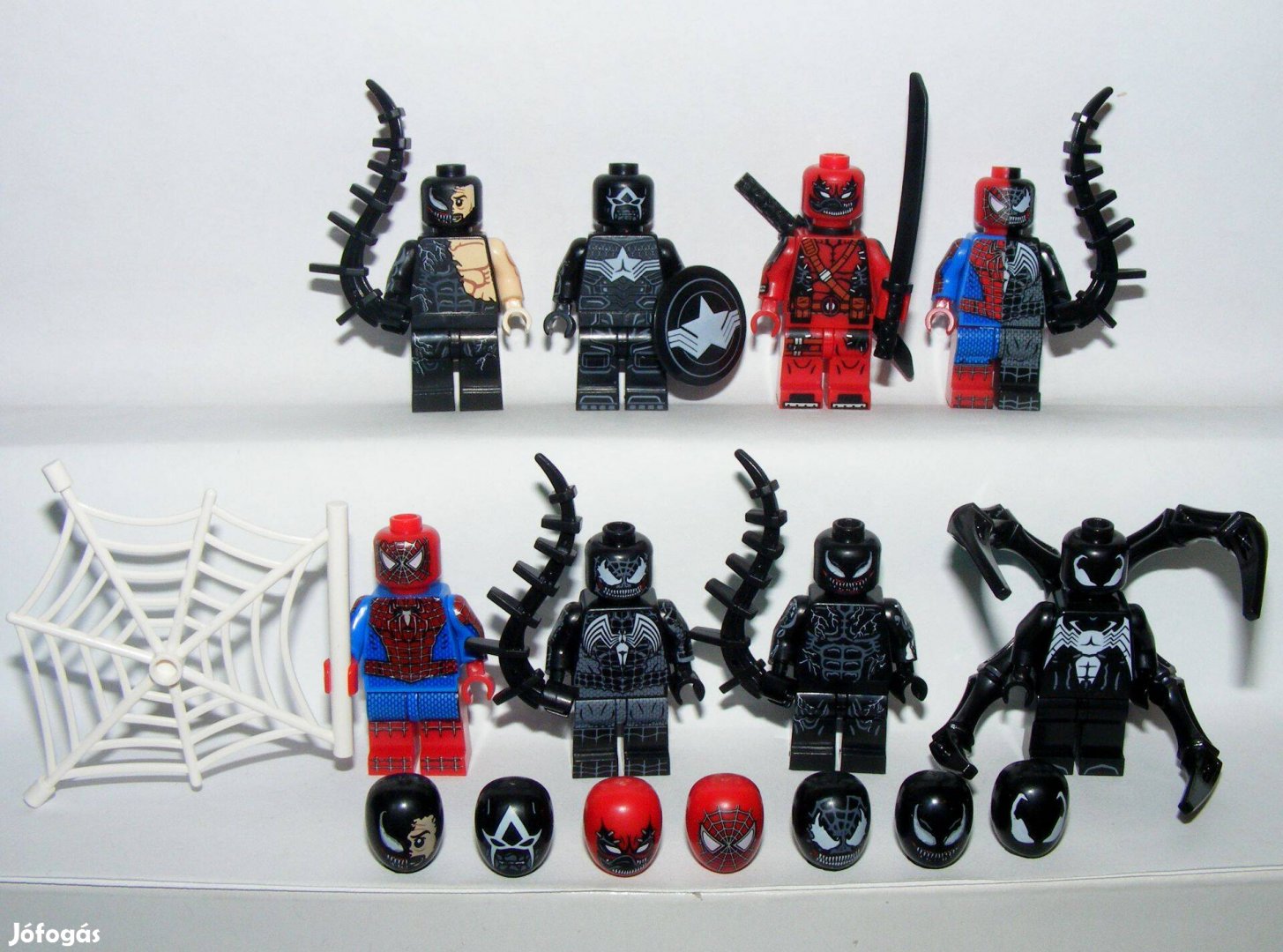 Lego Venom figurák Hybrid Riot Symbiote Pókember 8 figura + 8fej Új