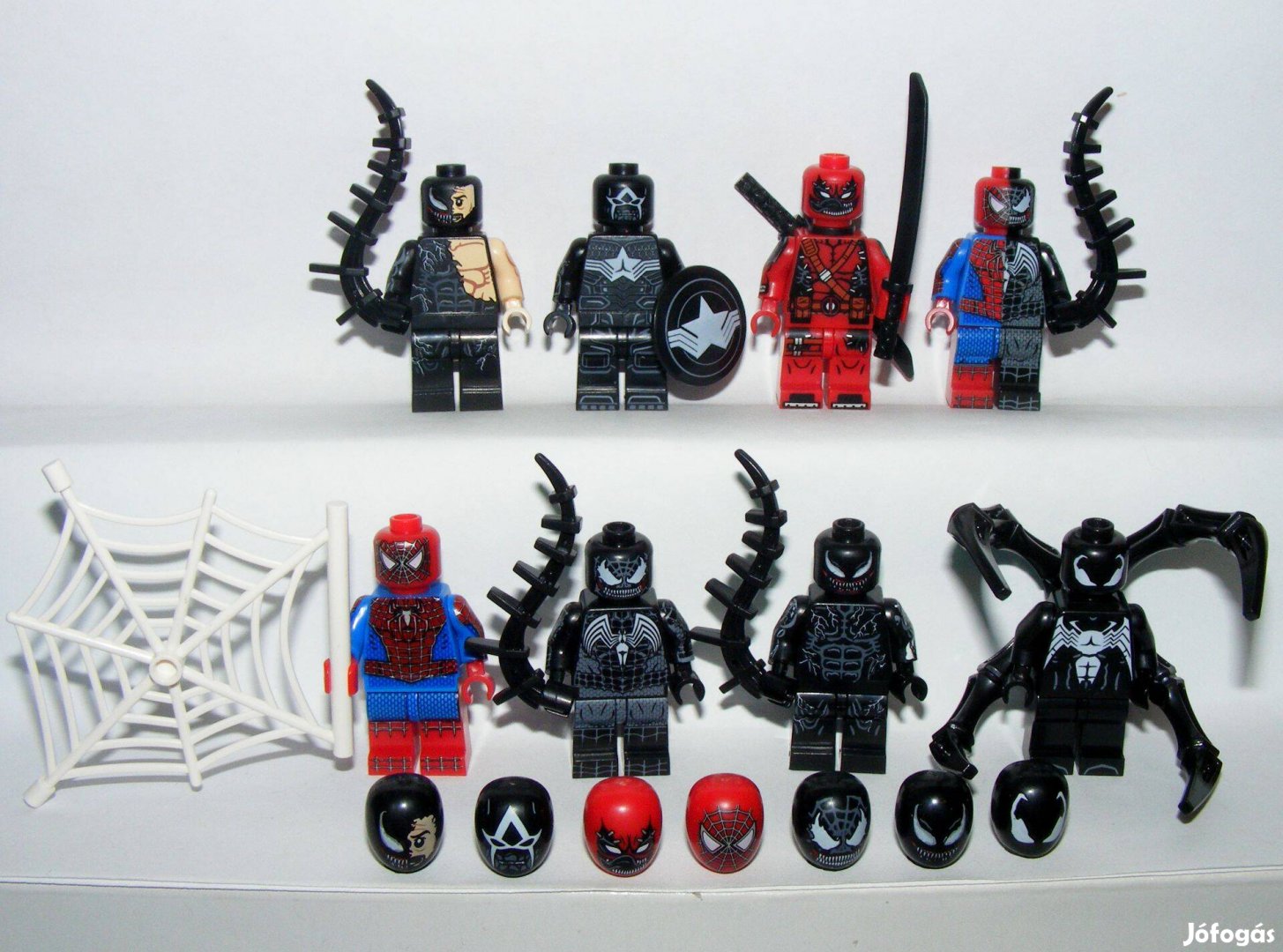 Lego Venom figurák Hybrid Riot Symbiote Pókember 8 figura + 8fej Új