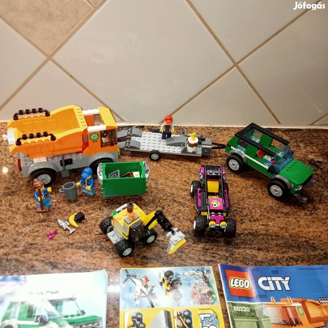 Lego autó csomag 60220 kukásautó, 60288 Verseny hokfutó szállító.