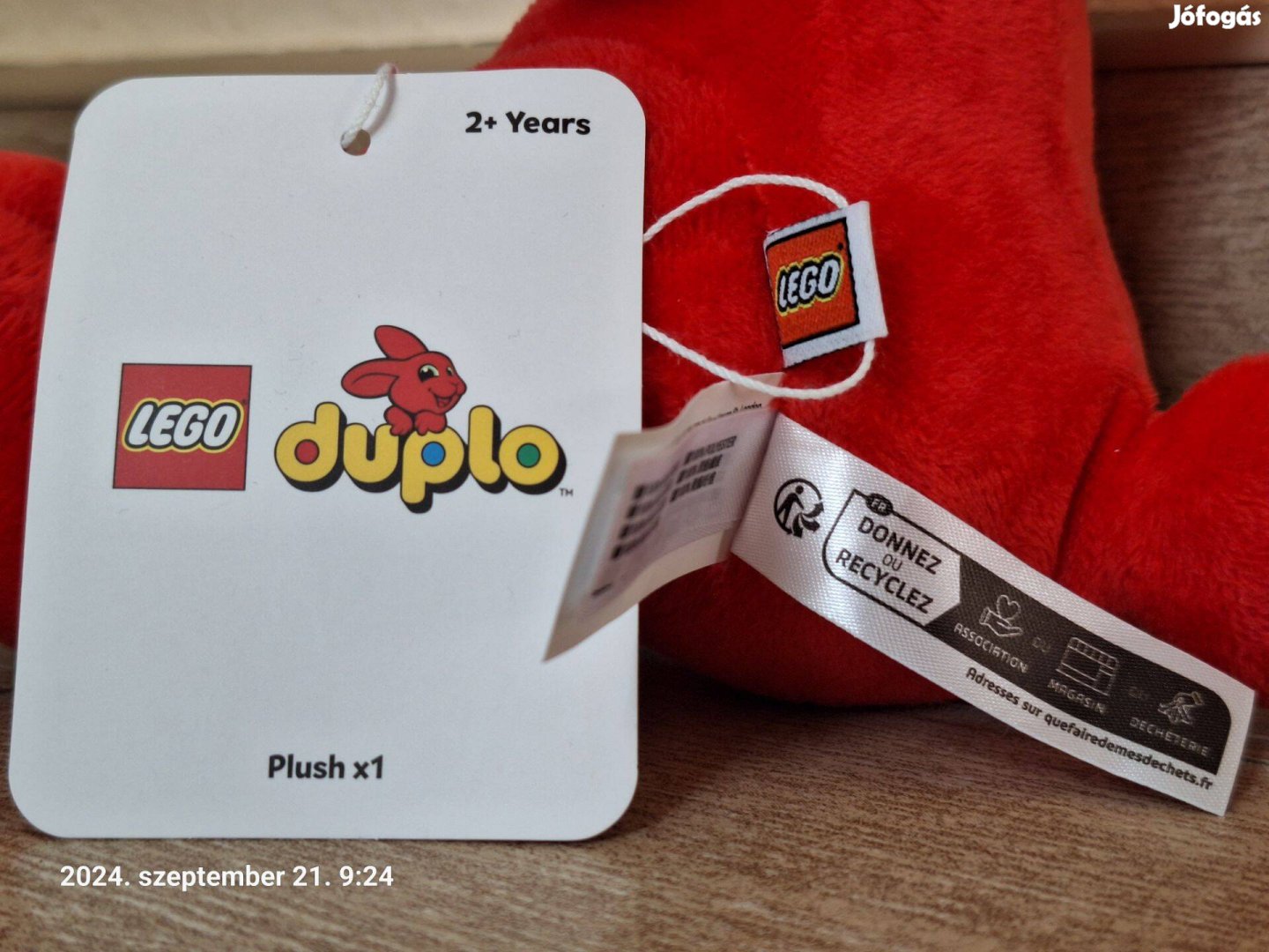 Lego duplo Hopsy nyuszi piros plüss Lego nyúl