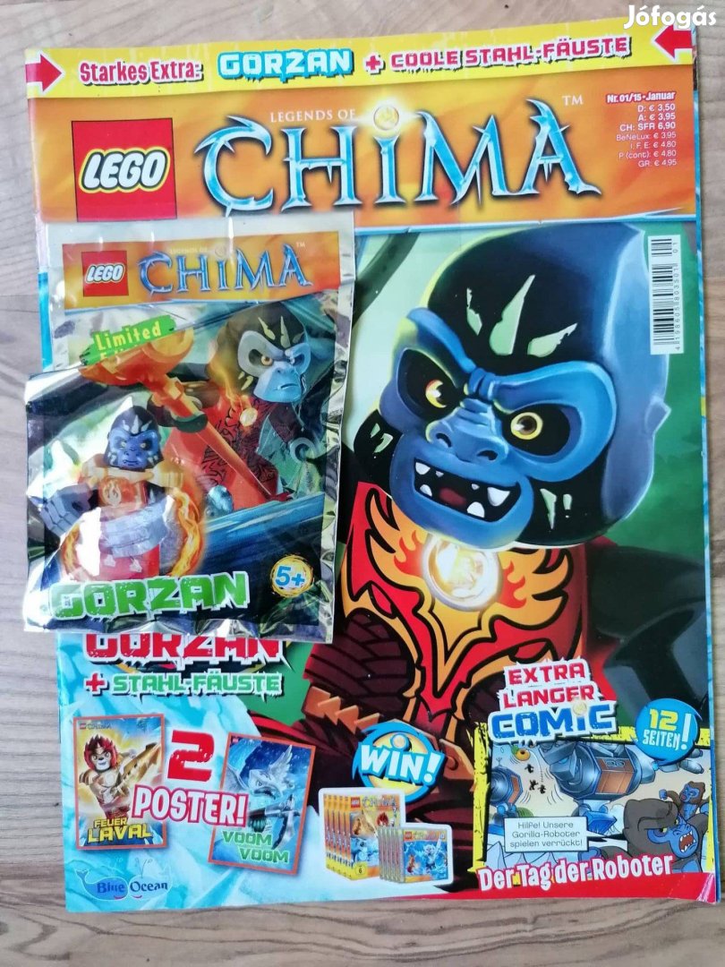 Lego magazin Chima 2015 Gorzan minifigurával+2 poszter