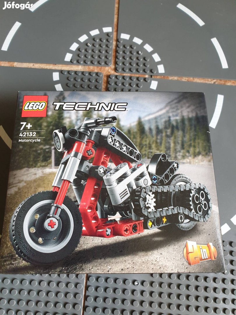 Lego technic 42132 piros Harley, új, bontatlan