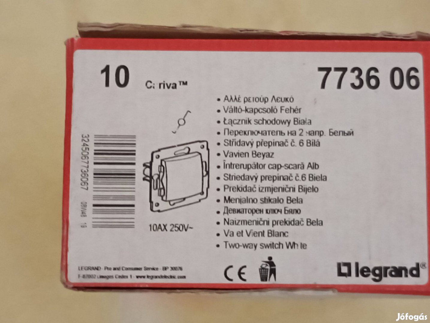 Legrand 7736 06 váltókapcsoló fehér 10db/doboz egyben