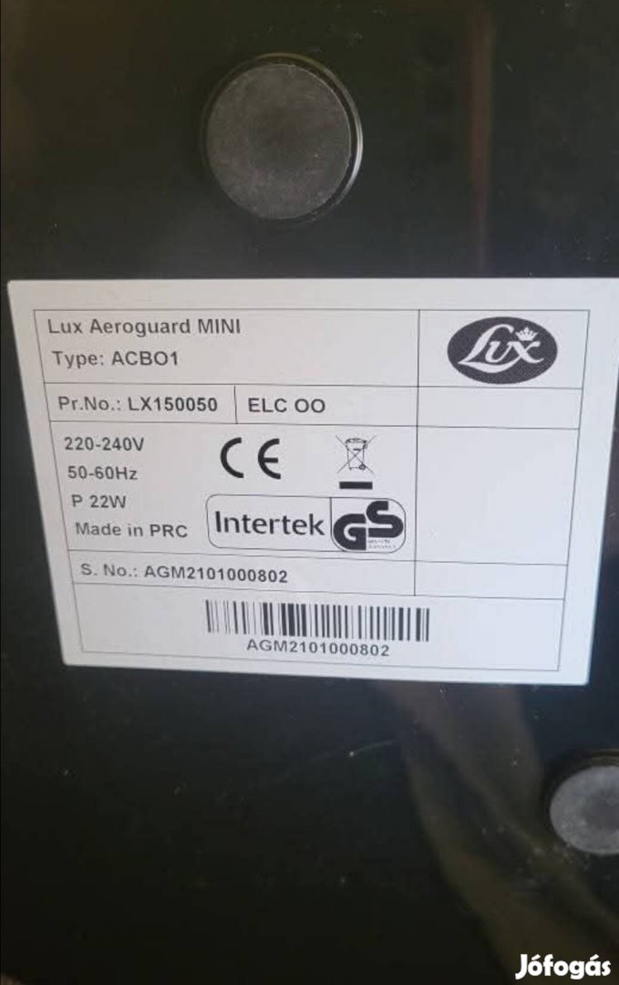 Légtisztitó (Lux Aeroguard)