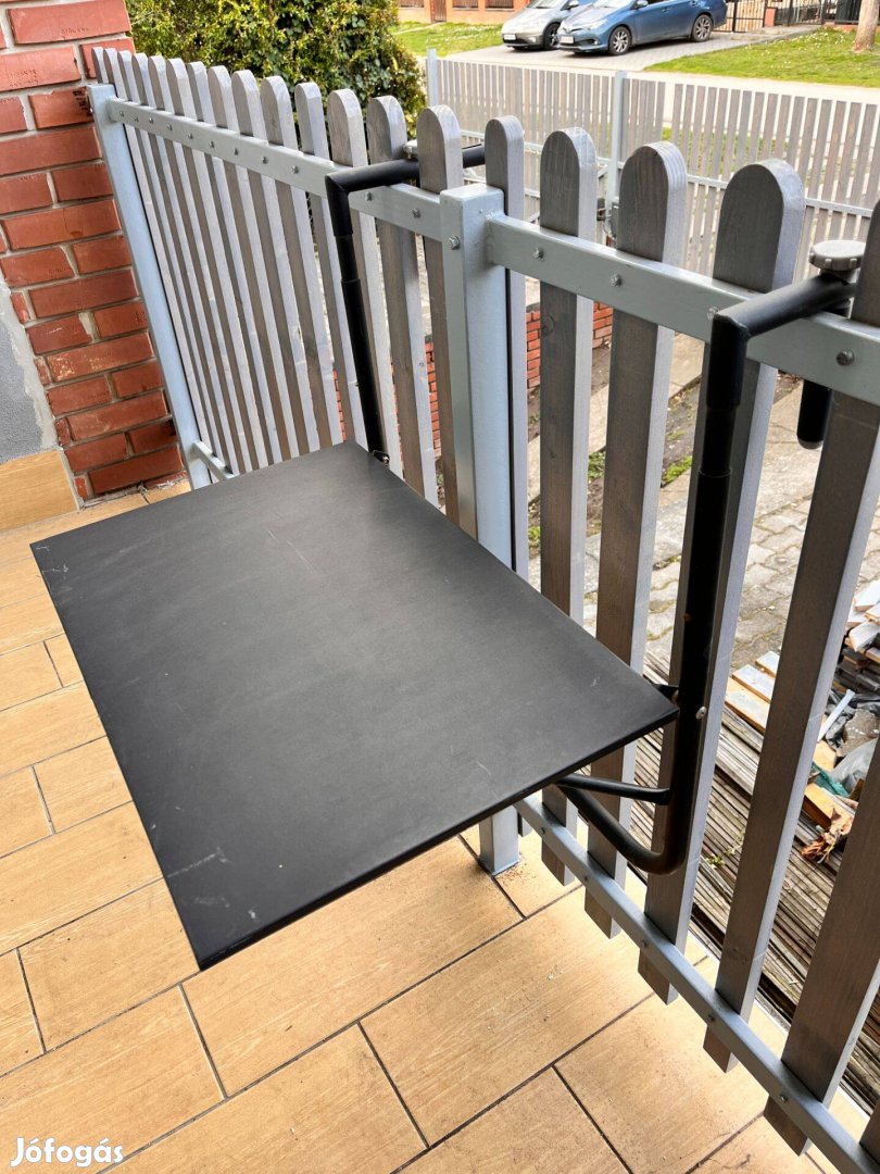 Lehajtható erkély asztal, korlátra akasztható 60x40 cm