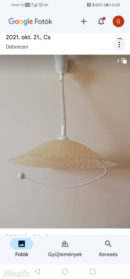 Lehúzhatós krémszínű konyhai függeszték eladó!