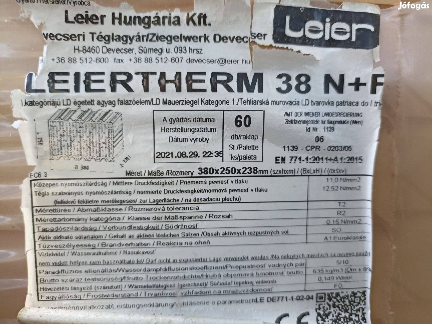 Leier Leiertherm 38 N+F tégla