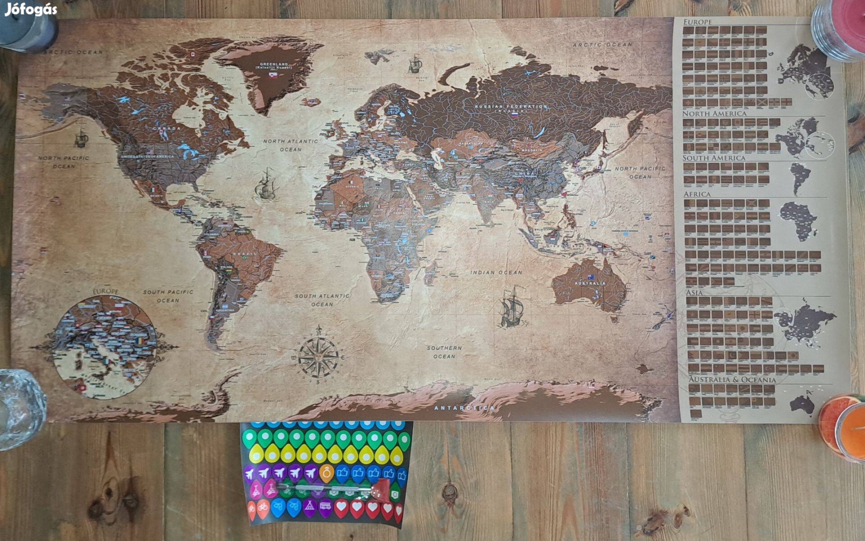 Lekaparható világtérkép 100 x 50 cm angol nyelvű