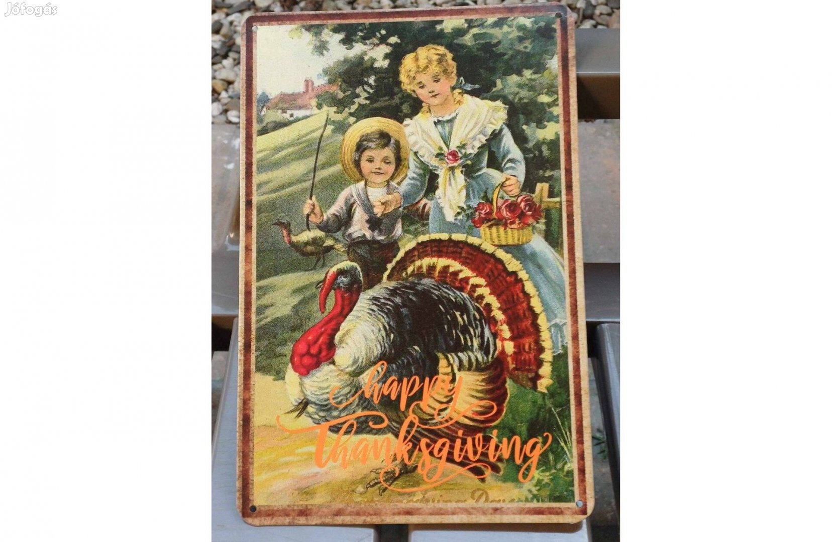 Lemez tábla-vintage falidísz 20 x30 cm