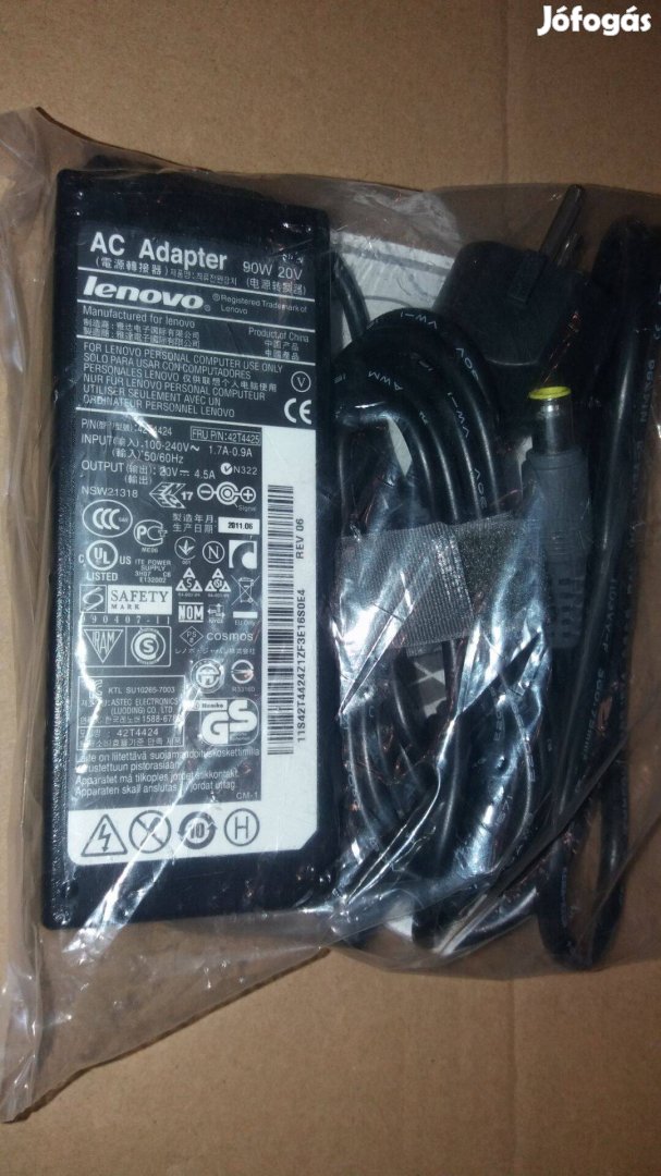 Lenovo 20V 4,5A 90W IBM laptop notebook adapter töltő nem használt