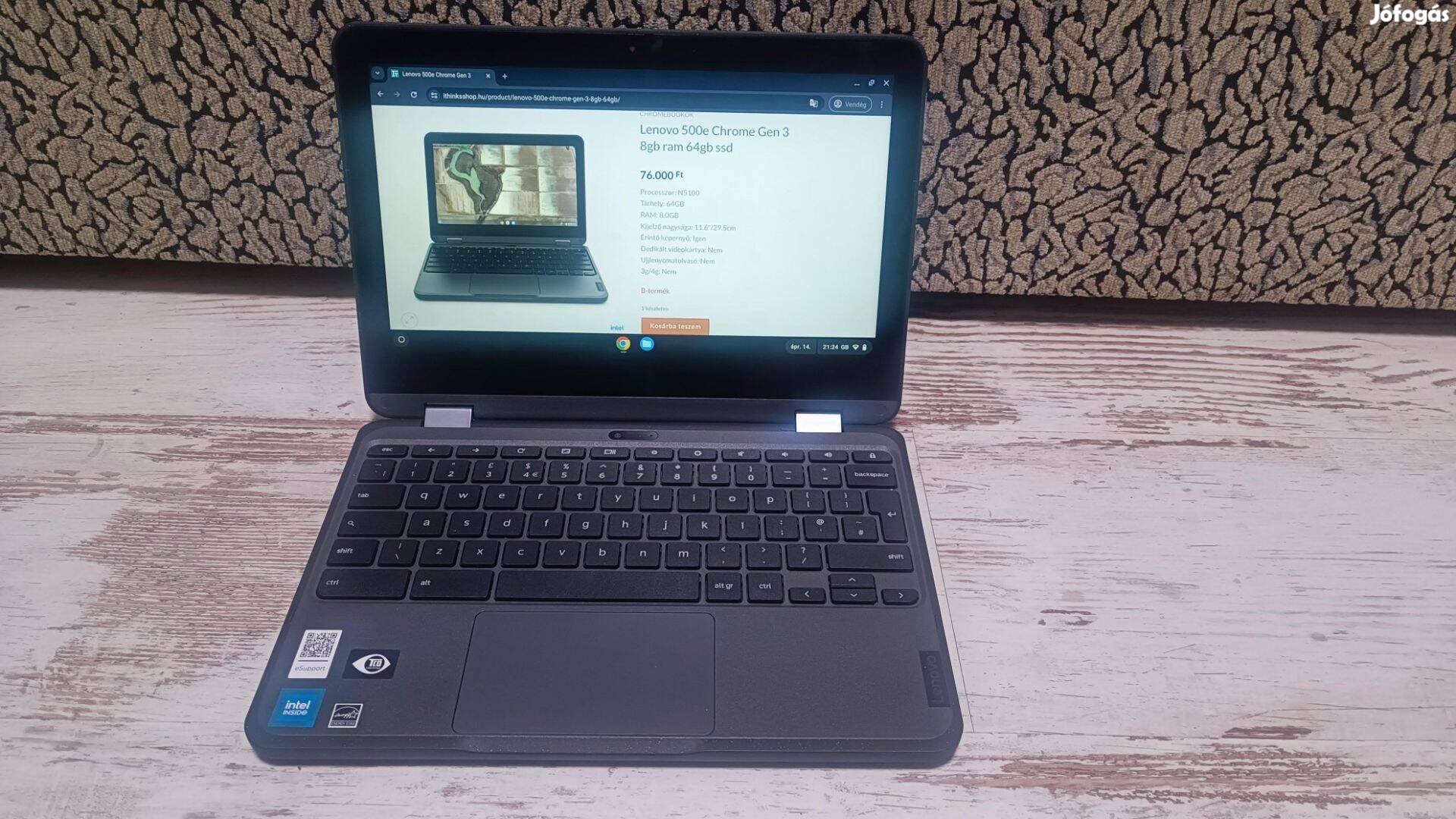 Lenovo 500e Chromebook gen 3 laptop 8gb ram 64gb ssd érintő intel