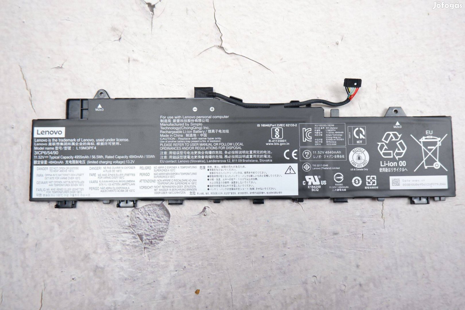Lenovo Ideapad laptop akkumulátor eredeti több órás L19M3PF4 3ICP6/54/