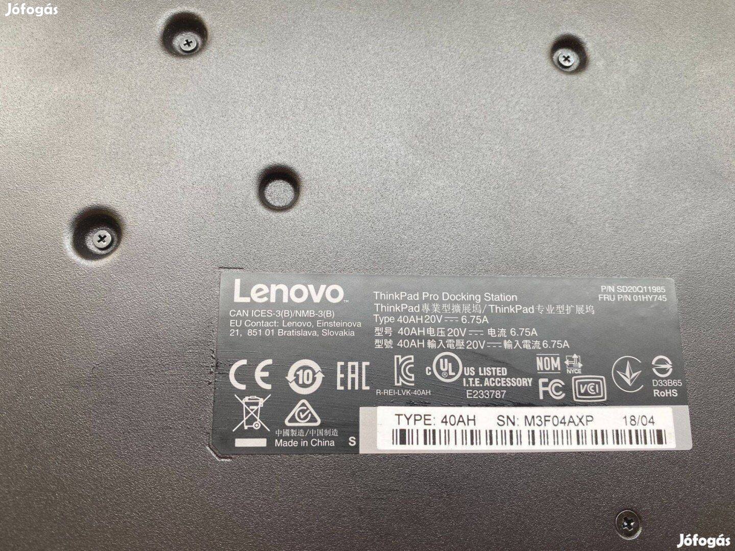 Lenovo Pro dokkoló 40AH20V dokkoló 40AH Thinkpad Pro dokkoló 01HY745