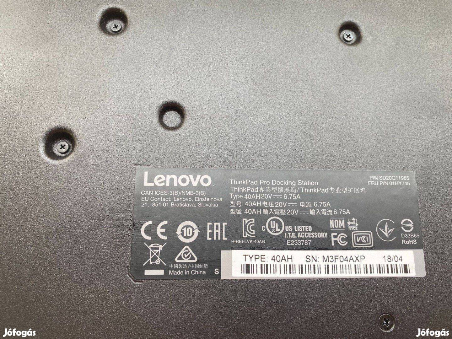 Lenovo Pro dokkoló 40AH20V dokkoló 40AH Thinkpad Pro dokkoló 01HY745