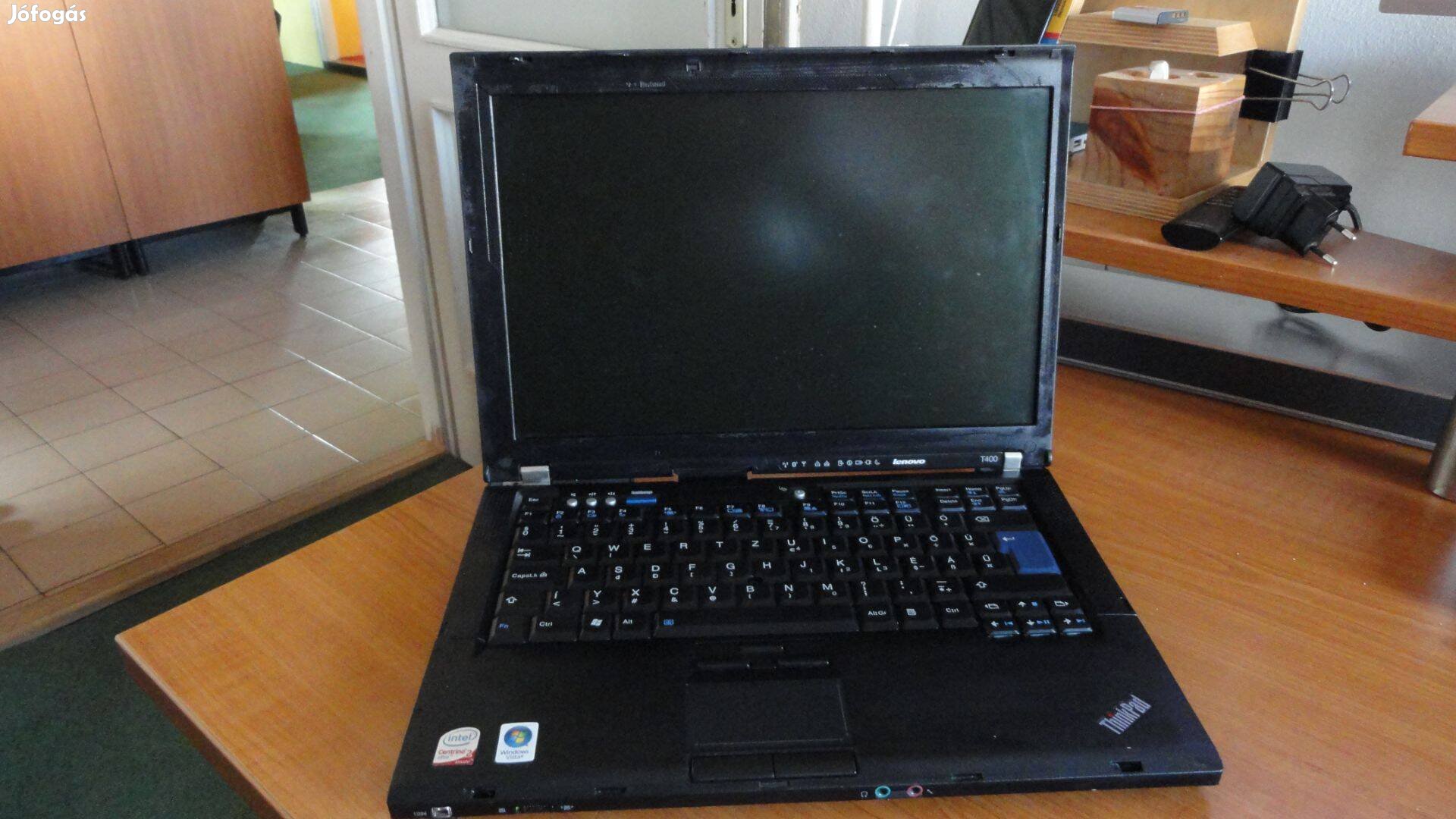 Lenovo T400 notebook akksi nélkül, dokkolóval