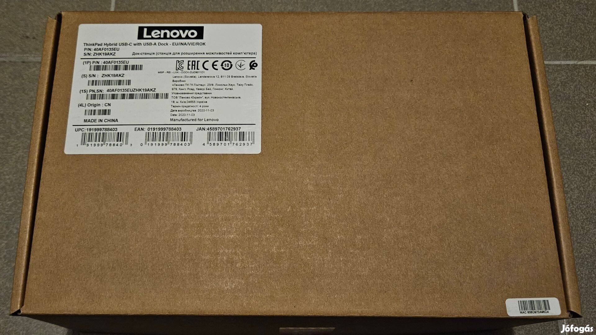 Lenovo Thinkpad 40AF dokkolo új állapotban