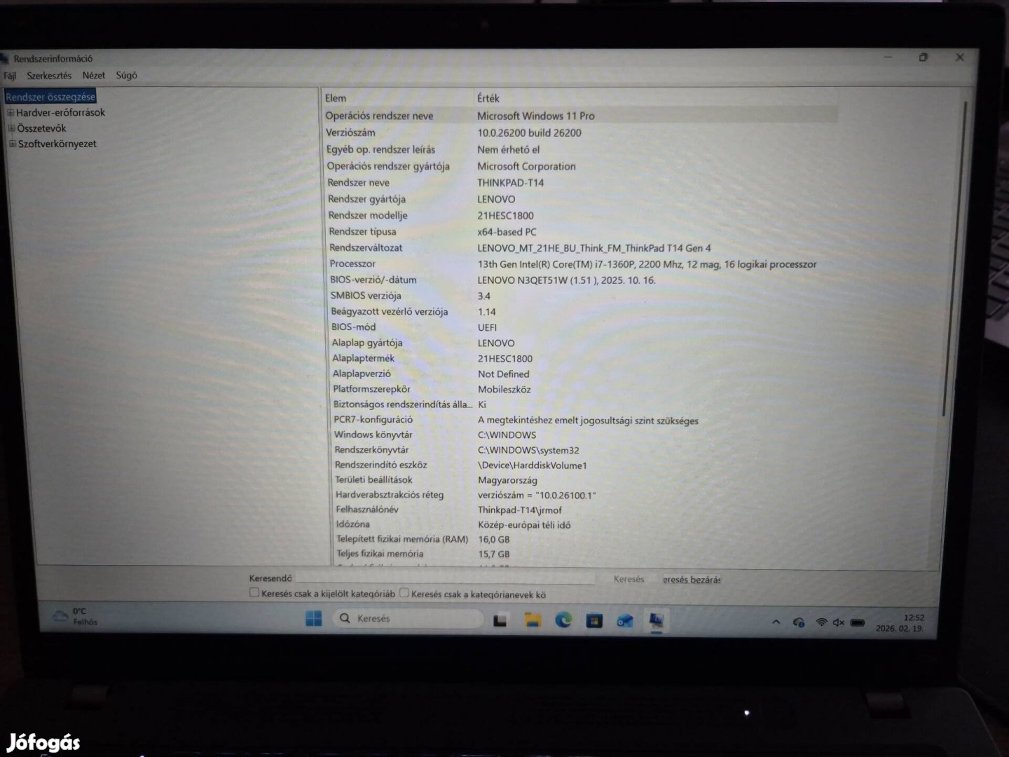Lenovo Thinkpad T14 gen 4 i7 1360P16GB512GB
