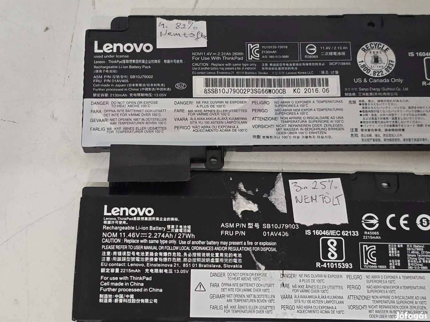 Lenovo Thinkpad T460S/T470S akku,nem tölt