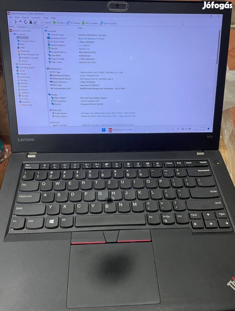 Lenovo Thinkpad T470 14" FHD i5-7300U ddr4 ssd win11
