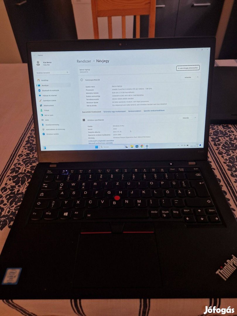 Lenovo Thinkpad X390 i5-8365U, 8 GB ram laptop notebook eladó