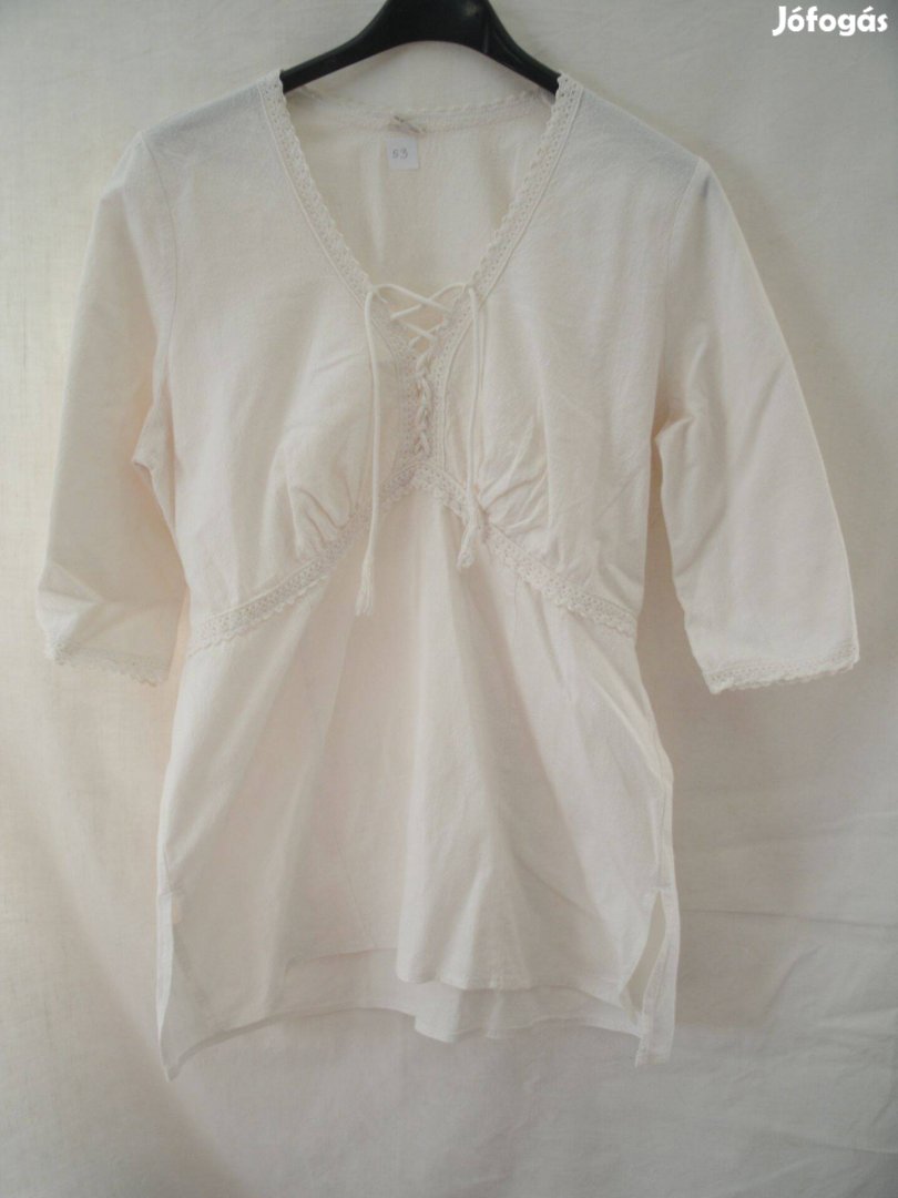 Lenvászon fehér blúz elől, hátul megkötővel L méret