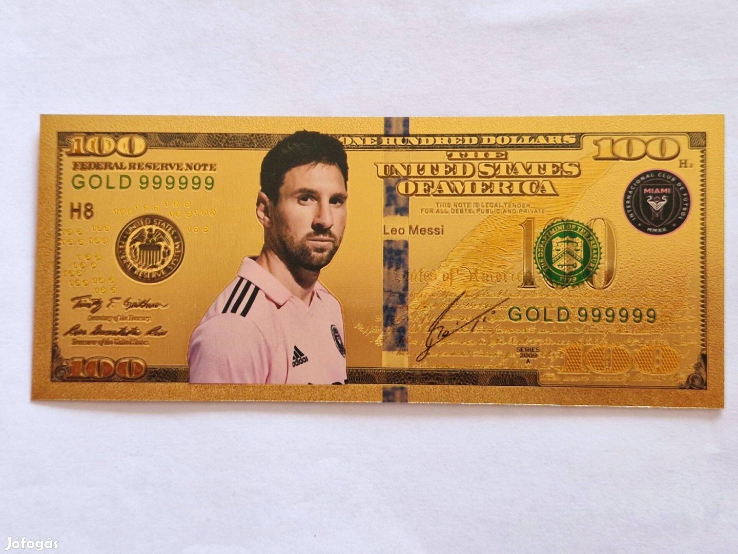 Leo Messi - Színes, aranyozott, plasztik, fantázia 100 dollár