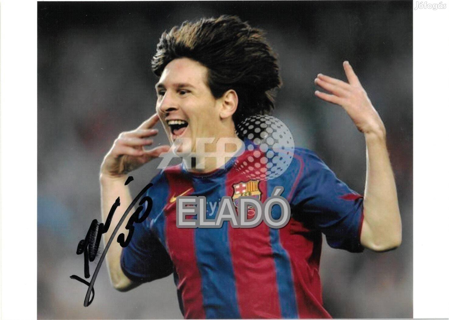 Leo Messi eredeti dedikált fényképe Argentína Barcelona labda futball