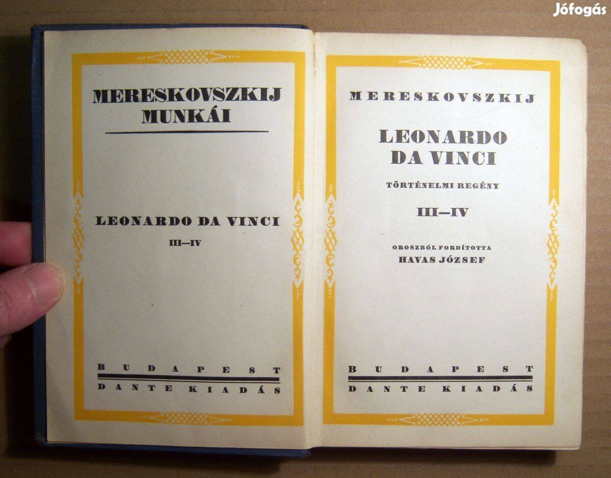 Leonardo Da Vinci III-IV. (Mereskovszkij Munkái) 1926 utáni