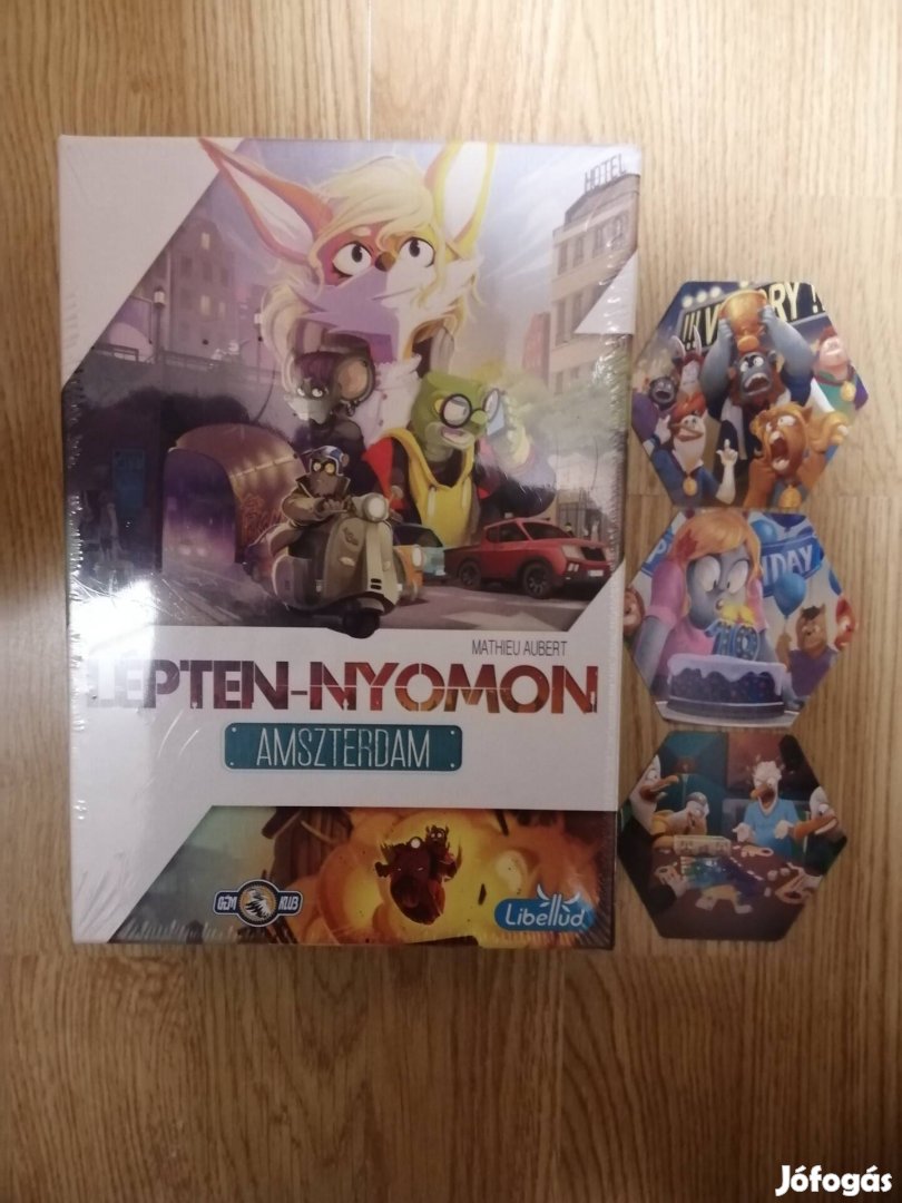 Lépten-nyomon Amszterdam bontatlan társasjáték promólapkákkal