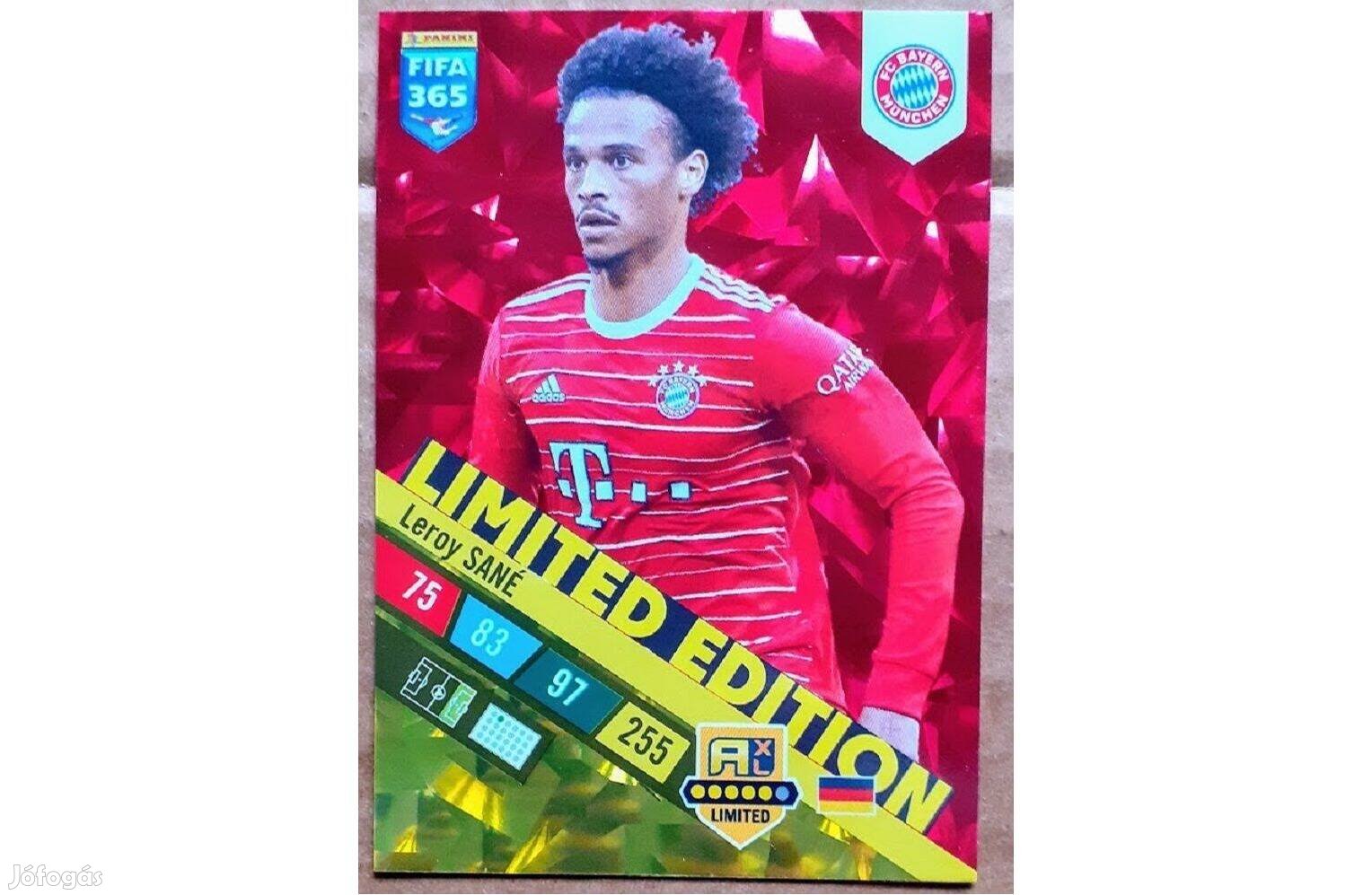 Leroy Sané Bayern München Limited Edition focis kártya Panini 2023