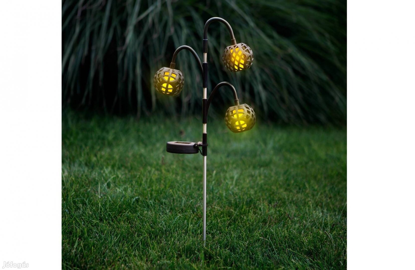 Leszúrható szolár lámpa - lánghatással - 3 gömb - 7 cm - 30 LED
