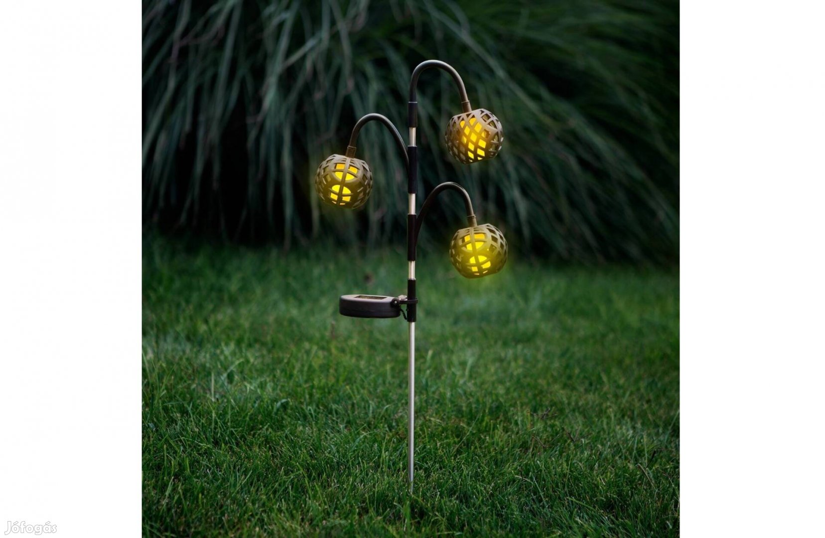 Leszúrható szolár lámpa - lánghatással - 3 gömb - 7 cm - 30 LED