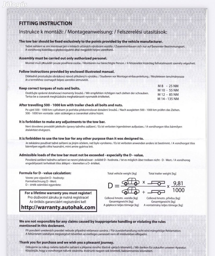 Levehető fejű vonóhorog